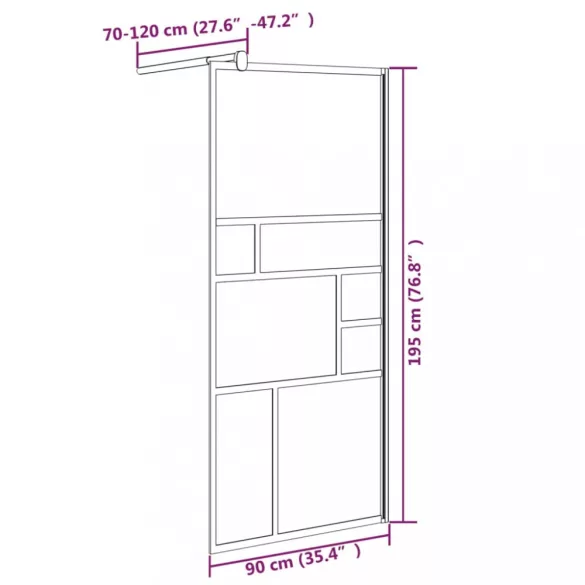 fehér ESG üveg zuhanyfal küszöb nélküli zuhanyhoz 90x195 cm