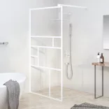 fehér ESG üveg zuhanyfal küszöb nélküli zuhanyhoz 100x195 cm