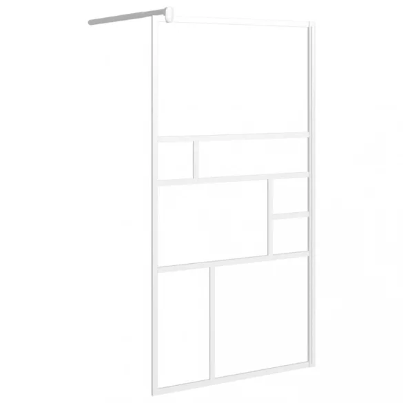 fehér ESG üveg zuhanyfal küszöb nélküli zuhanyhoz 115x195 cm
