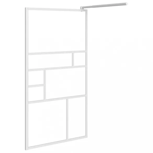 fehér ESG üveg zuhanyfal küszöb nélküli zuhanyhoz 115x195 cm