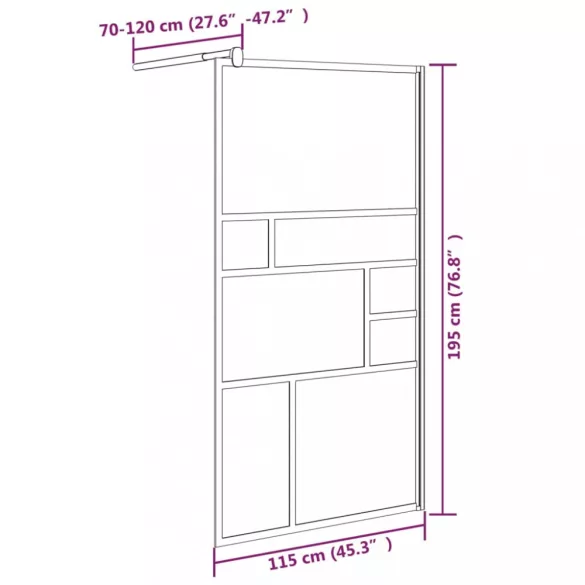 fehér ESG üveg zuhanyfal küszöb nélküli zuhanyhoz 115x195 cm