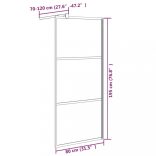 fekete selyemmatt ESG üveg zuhanyfal 80 x 195 cm