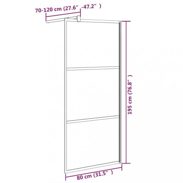 fekete selyemmatt ESG üveg zuhanyfal 80 x 195 cm