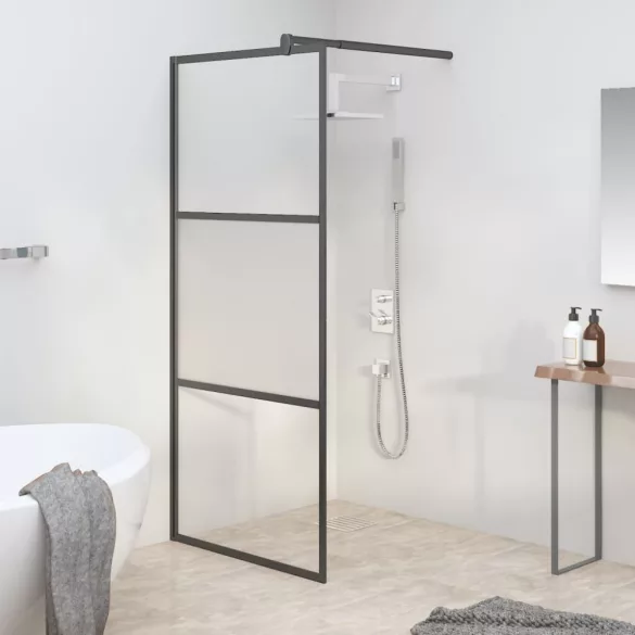 fekete selyemmatt ESG üveg zuhanyfal 90x195 cm