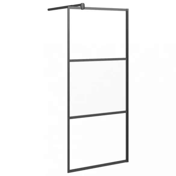 fekete selyemmatt ESG üveg zuhanyfal 90x195 cm