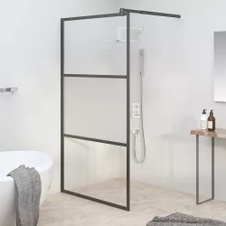 fekete selyemmatt ESG üveg zuhanyfal 100x195 cm