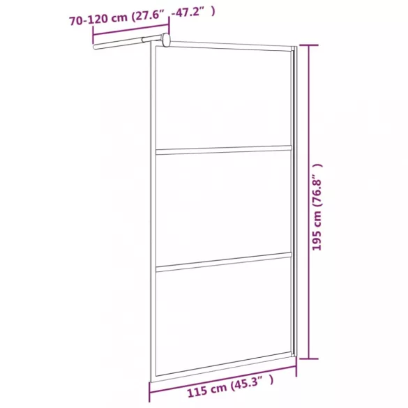 fekete selyemmatt ESG üveg zuhanyfal 115x195 cm