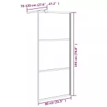 fekete ESG tejüveg zuhanyfal küszöb nélküli zuhanyhoz 80x195 cm