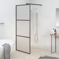   fekete ESG tejüveg zuhanyfal küszöb nélküli zuhanyhoz 90x195 cm