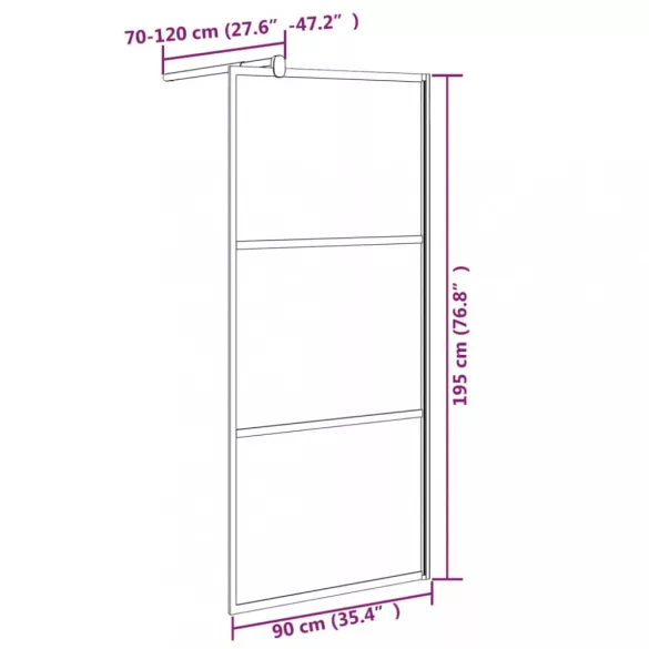 fekete ESG tejüveg zuhanyfal küszöb nélküli zuhanyhoz 90x195 cm