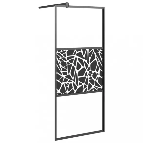 fekete ESG üveg zuhanyfal kőmintával 80 x 195 cm
