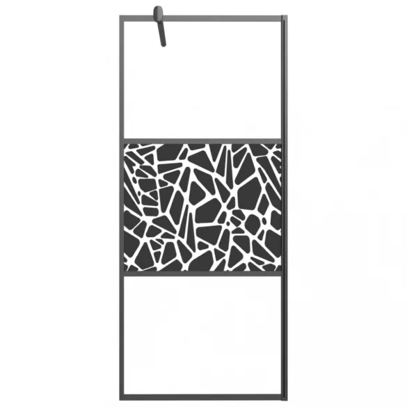 fekete ESG üveg zuhanyfal kőmintával 80 x 195 cm