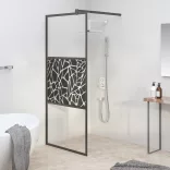 fekete ESG üveg zuhanyfal kőmintával 90x195cm