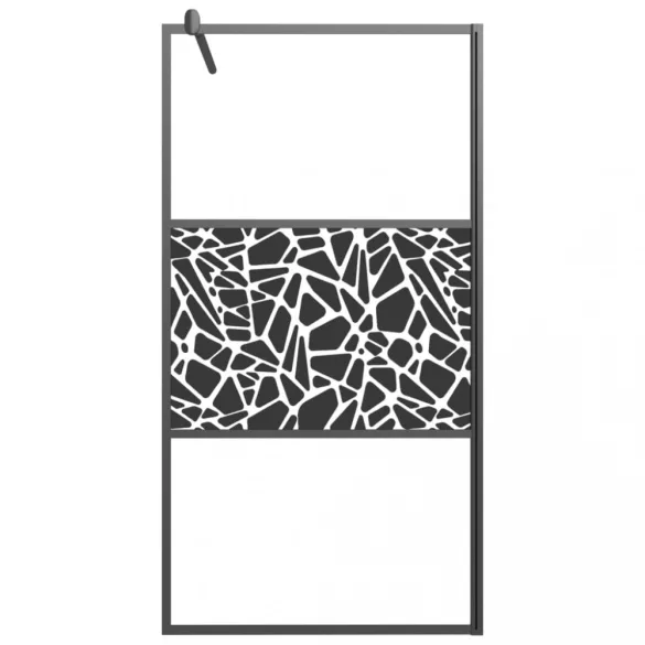 fekete ESG üveg zuhanyfal kőmintával 100x195cm