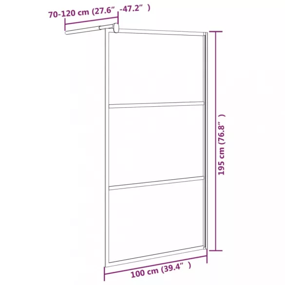 fekete ESG üveg zuhanyfal kőmintával 100x195cm