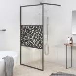 fekete ESG üveg zuhanyfal kőmintával 115x195cm