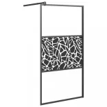 fekete ESG üveg zuhanyfal kőmintával 115x195cm