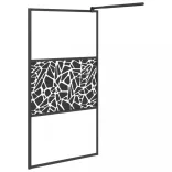 fekete ESG üveg zuhanyfal kőmintával 115x195cm