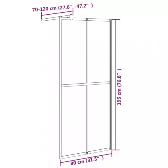 sötét edzett üveg zuhanyfal küszöb nélküli zuhanyhoz 80x195 cm