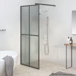 sötét edzett üveg zuhanyfal küszöb nélküli zuhanyhoz 90x195cm