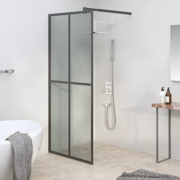 sötét edzett üveg zuhanyfal küszöb nélküli zuhanyhoz 90x195cm