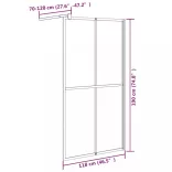 sötét edzett üveg zuhanyfal küszöb nélküli zuhanyhoz 118x190 cm