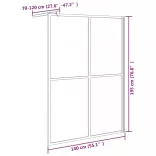 sötét edzett üveg zuhanyfal küszöb nélküli zuhanyhoz 140x195 cm