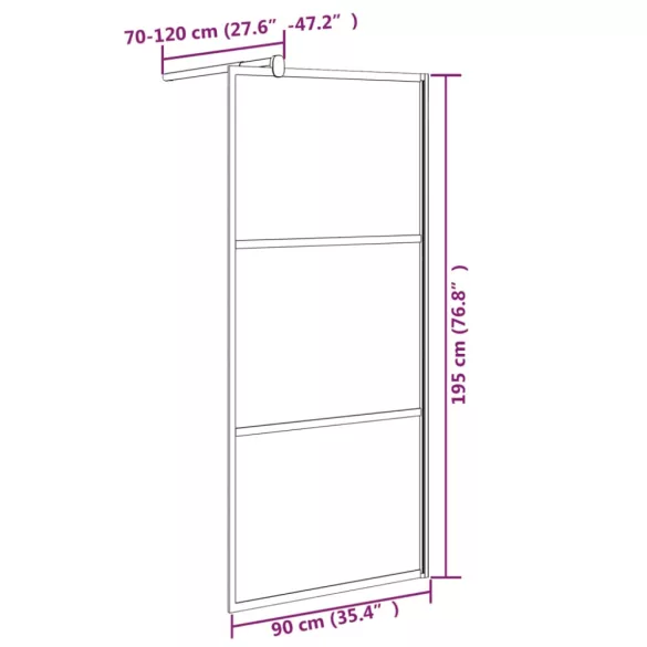 fekete sötét ESG üveg zuhanyfal 90x195cm