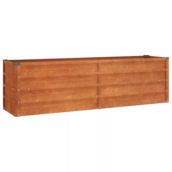 rozsda színű corten acél kerti magaságyás 160 x 40 x 45 cm