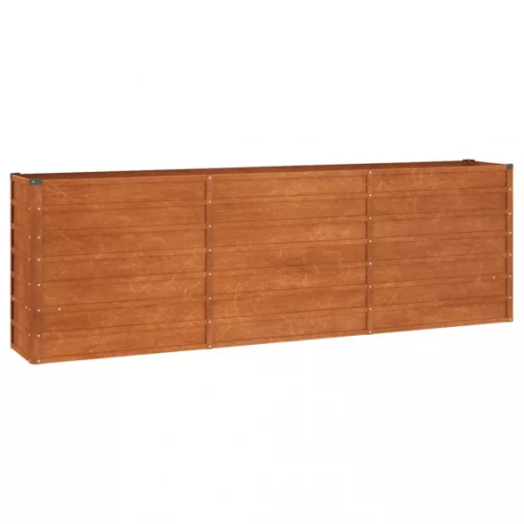 rozsda színű corten acél kerti magaságyás 240 x 40 x 77 cm