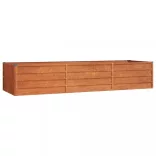 rozsda színű corten acél kerti magaságyás 240 x 80 x 45 cm