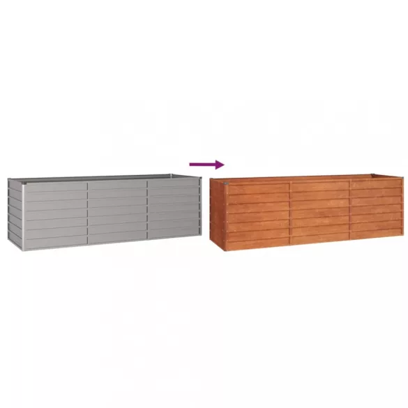 rozsda színű corten acél kerti magaságyás 240 x 80 x 77 cm