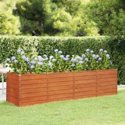  rozsda színű corten acél kerti magaságyás 320 x 80 x 77 cm