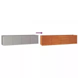 rozsda színű corten acél kerti magaságyás 320 x 80 x 77 cm