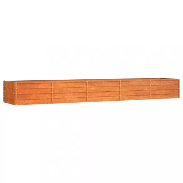 rozsda színű corten acél kerti magaságyás 400 x 80 x 45 cm