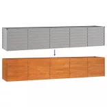 rozsda színű corten acél kerti magaságyás 400 x 80 x 77 cm