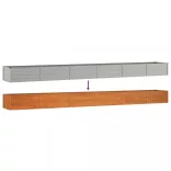rozsda színű corten acél kerti magaságyás 600 x 80 x 45 cm