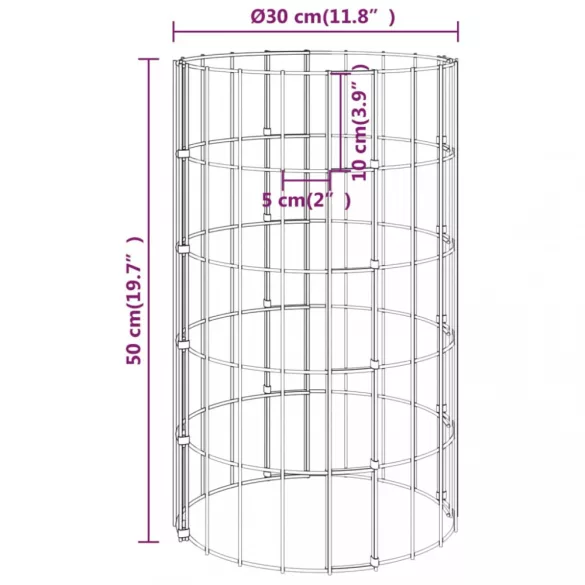 3 db kör alakú horganyzott acél gabion magaságyás Ø30 x 50 cm