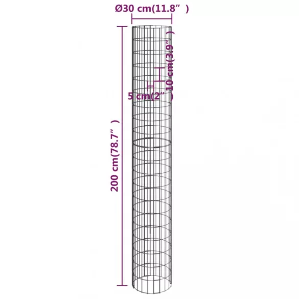 3 db kör alakú horganyzott acél gabion magaságyás Ø30 x 200 cm
