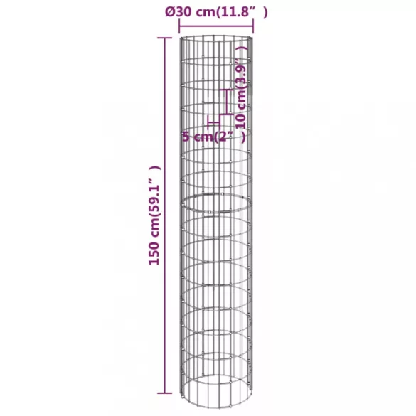 4 db kör alakú gabion magaságyás Ø30 x 50 / 100 / 150 / 200 cm