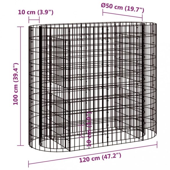 horganyzott vas gabion magaságyás 120x50x100 cm