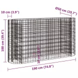 horganyzott vas gabion magaságyás 190x50x100 cm