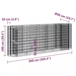 horganyzott vas gabion magaságyás 260x50x100 cm