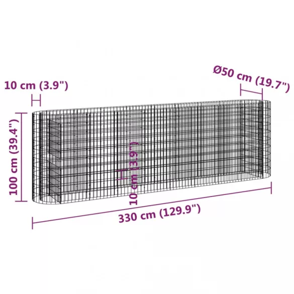 horganyzott vas gabion magaságyás 330x50x100 cm