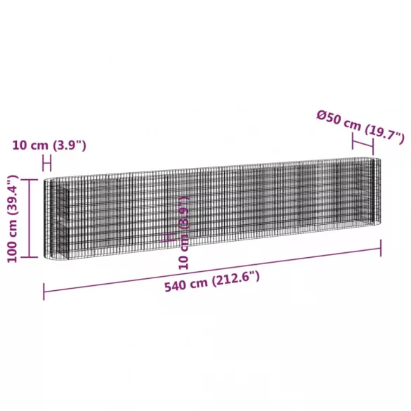 horganyzott vas gabion magaságyás 540x50x100 cm