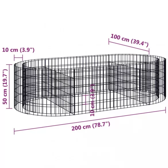 horganyzott vas gabion magaságyás 200x100x50 cm