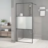 fekete selyemmatt ESG üveg zuhanyfal 90 x 195 cm