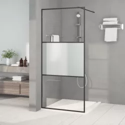 fekete selyemmatt ESG üveg zuhanyfal 90 x 195 cm