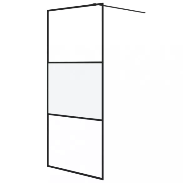 fekete selyemmatt ESG üveg zuhanyfal 90 x 195 cm