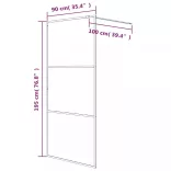 fekete selyemmatt ESG üveg zuhanyfal 90 x 195 cm